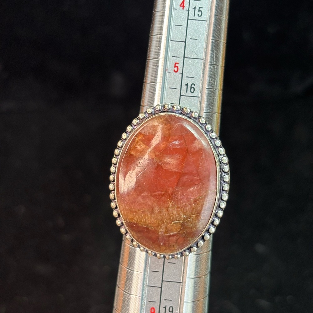 .925 Silver Overlay and Strawberry Quartz Ring